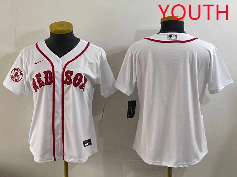 Youth 2025 Boston Red Sox Blank White Game Nike MLB Jersey style 2